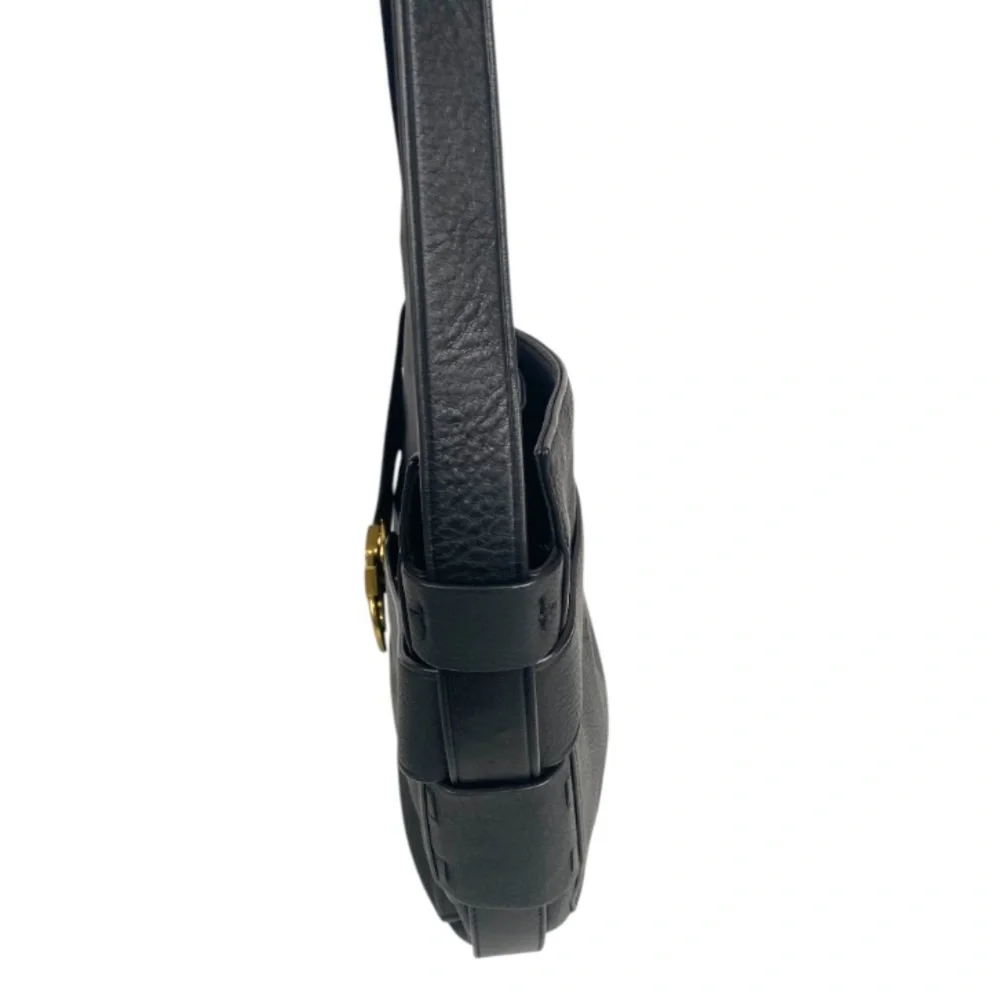 Tory Burch Gemini Belted Shoulder Bag Black Pebbled Leather Minimalist